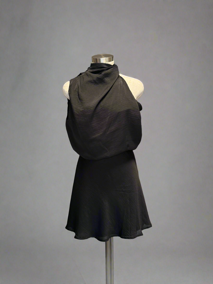 A-Symetric High Neck Mini Dress
