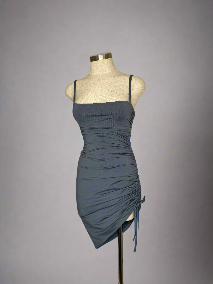 Asymmetric Ruched Mini Dress