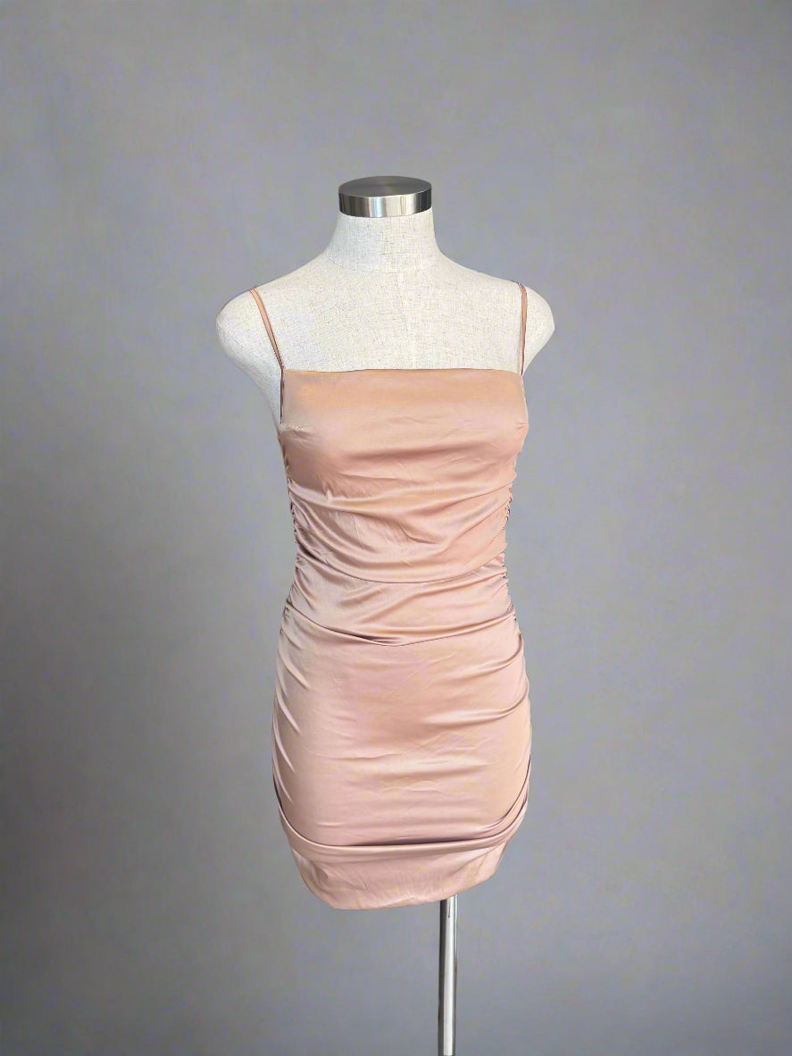 Satin Ruched Mini Dress