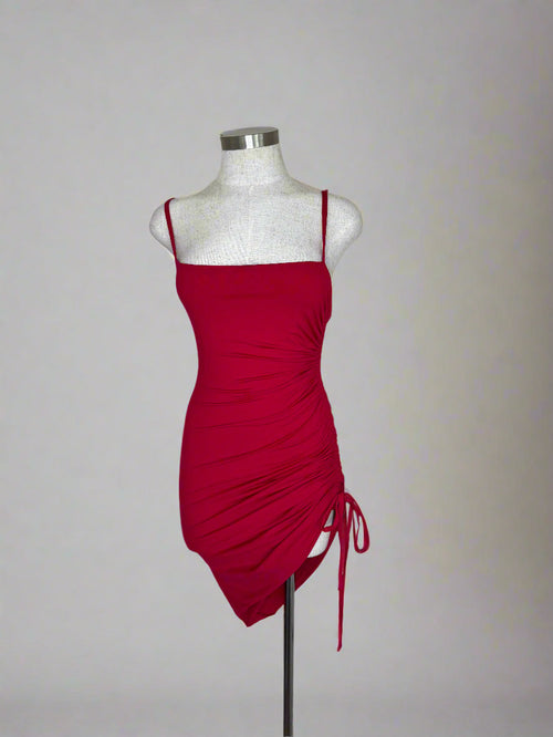 Asymmetrical Ruched Mini Dress