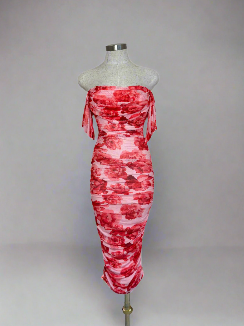 Mesh Floral Midi Dress