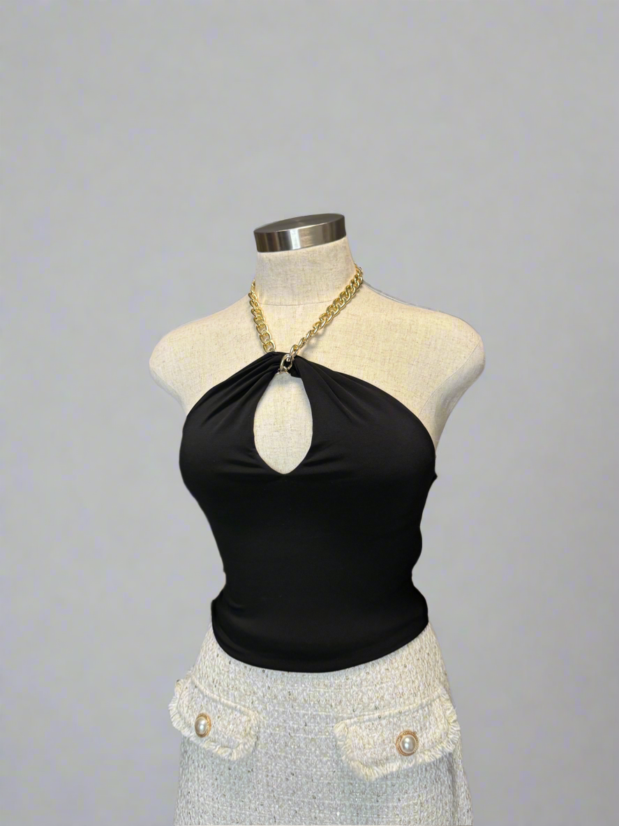 Chain Detail Halter Top