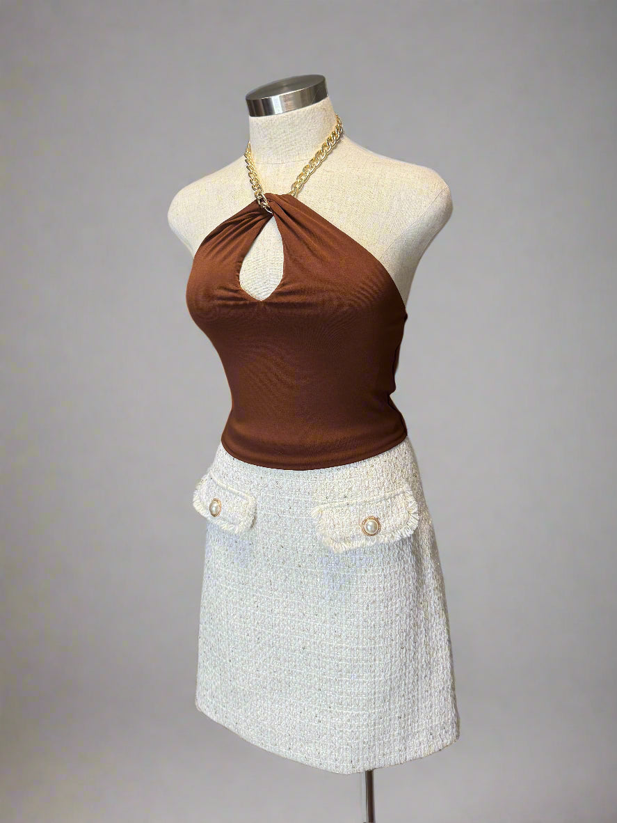 Chain Detail Halter Top