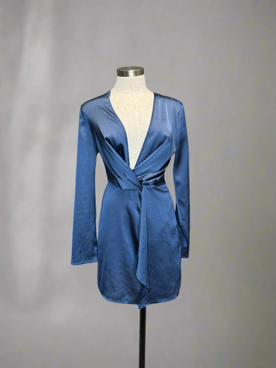 Satin Wrap Mini Dress