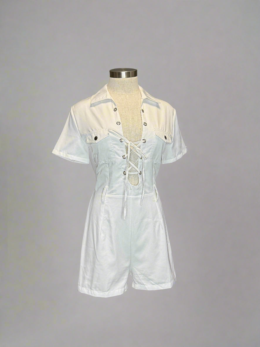 Criss Cross Detail White Playsuit