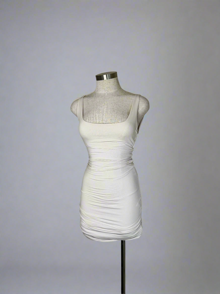 Ruched Mini Dress Low Back