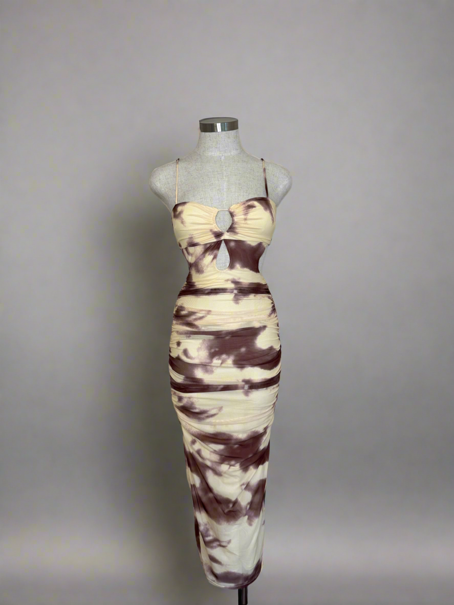 Patterned Body Con Maxi Dress