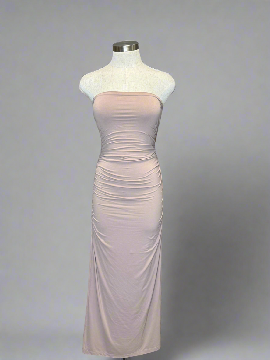 Strapless Ruched Maxi Dress
