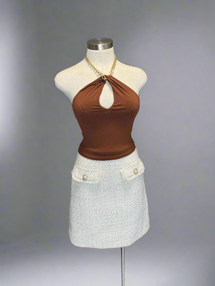Chain Detail Halter Top