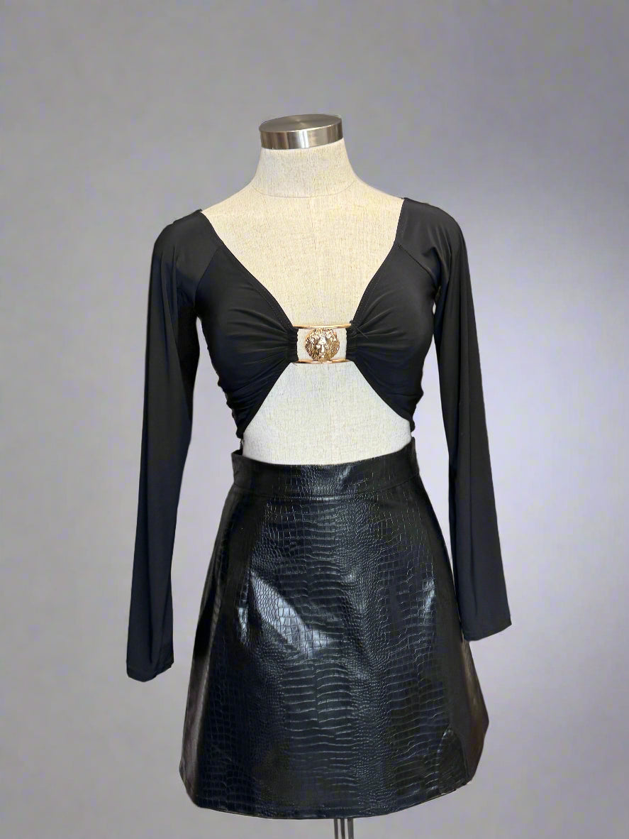 Buckle Detail Cropped Long Sleeve