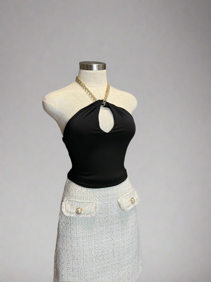 Chain Detail Halter Top