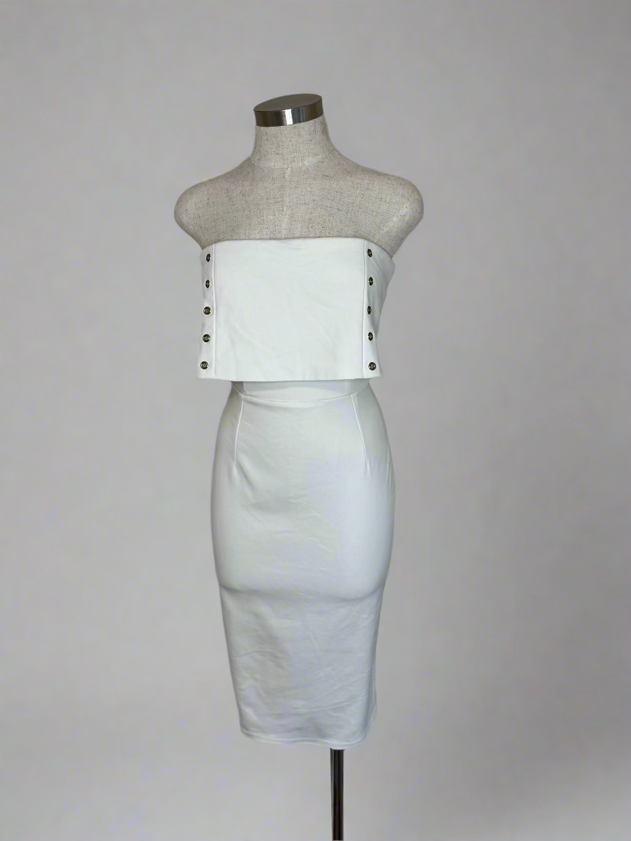 Strapless Mid Length Formal Dress