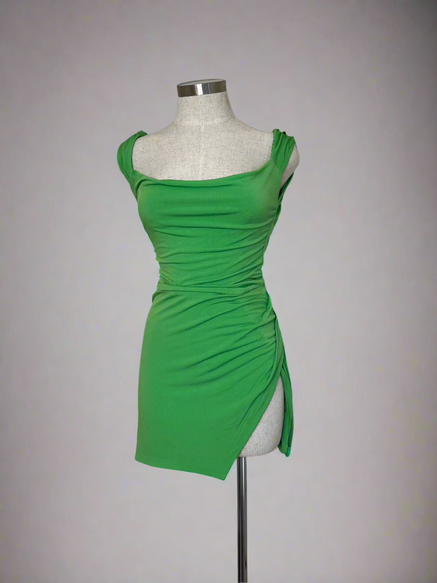 Green Open Backed Mini Dress