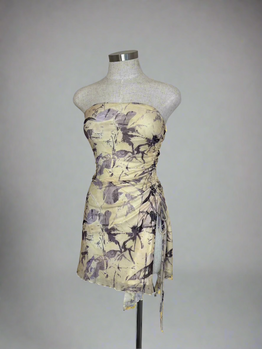 Yellow Mini Strapless Dress