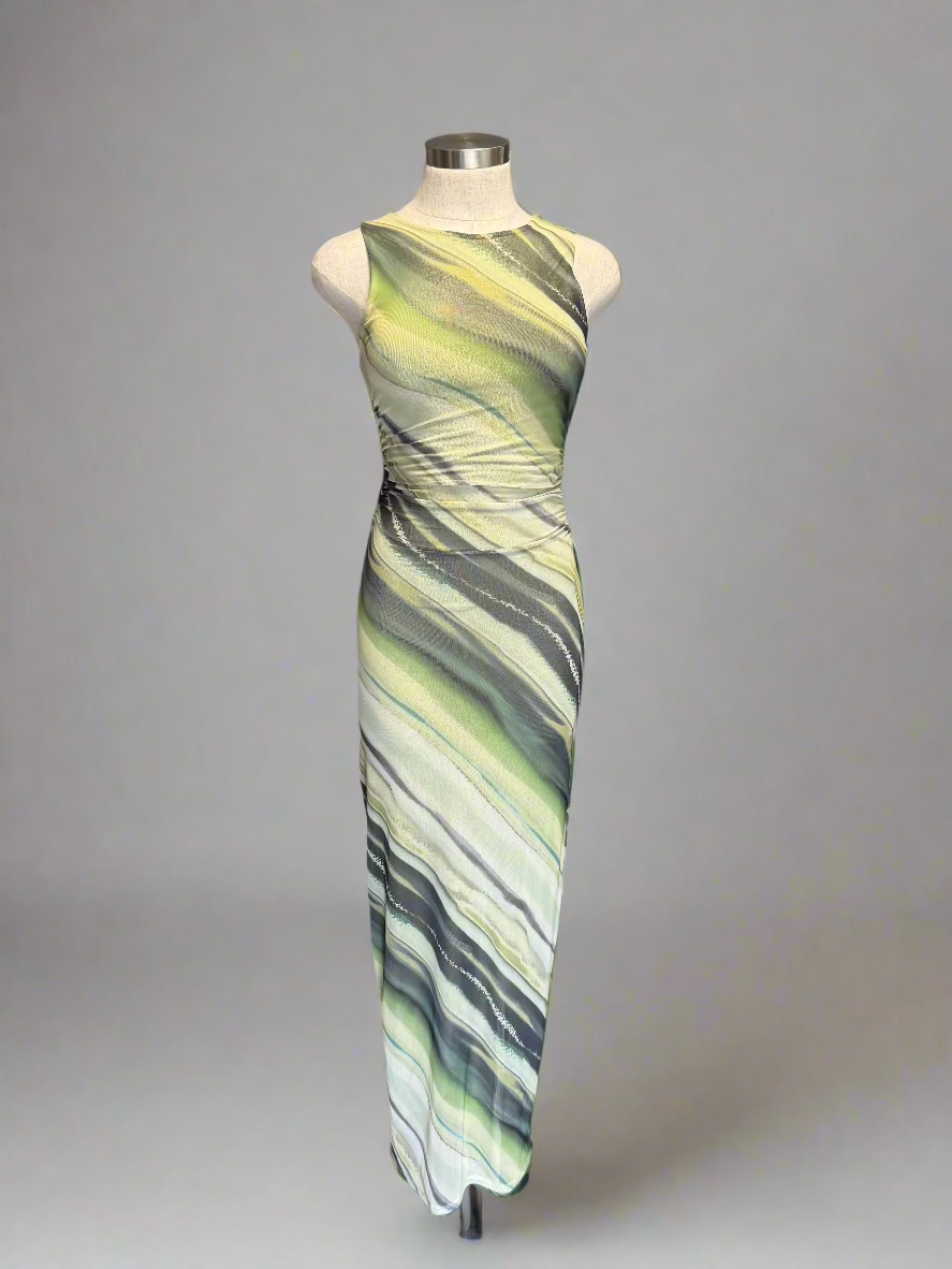 Green Print Maxi Dress