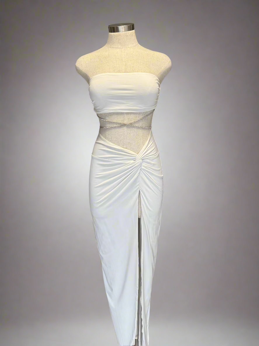 Strapless Diamonte Midi Dress
