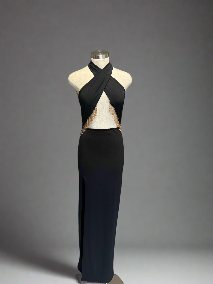 Chain Detail Formal Maxi Dress