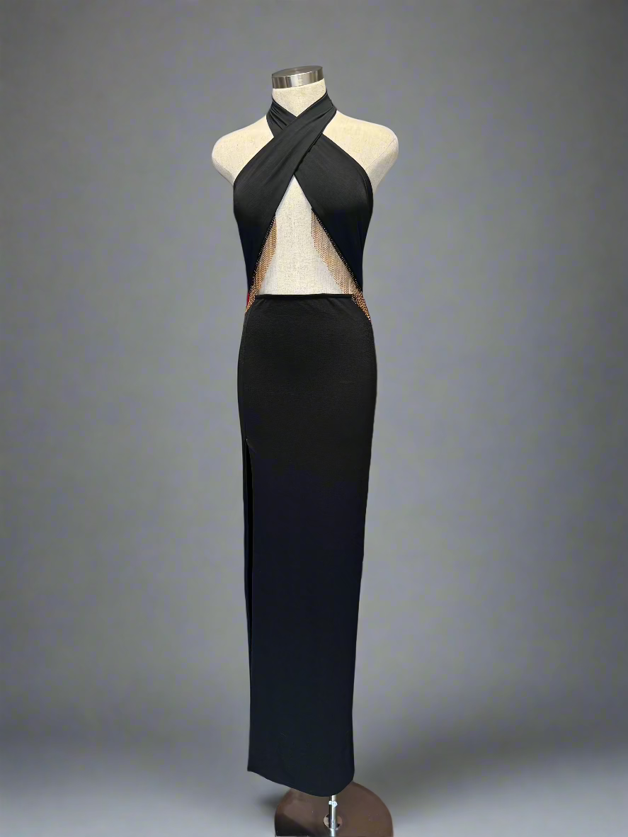 Chain Detail Formal Maxi Dress