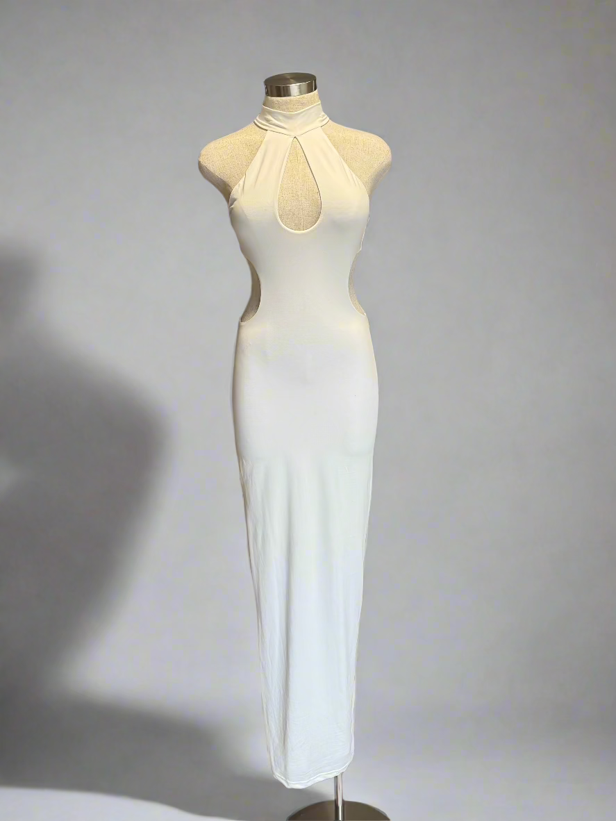 White Cut Out Maxi Dress