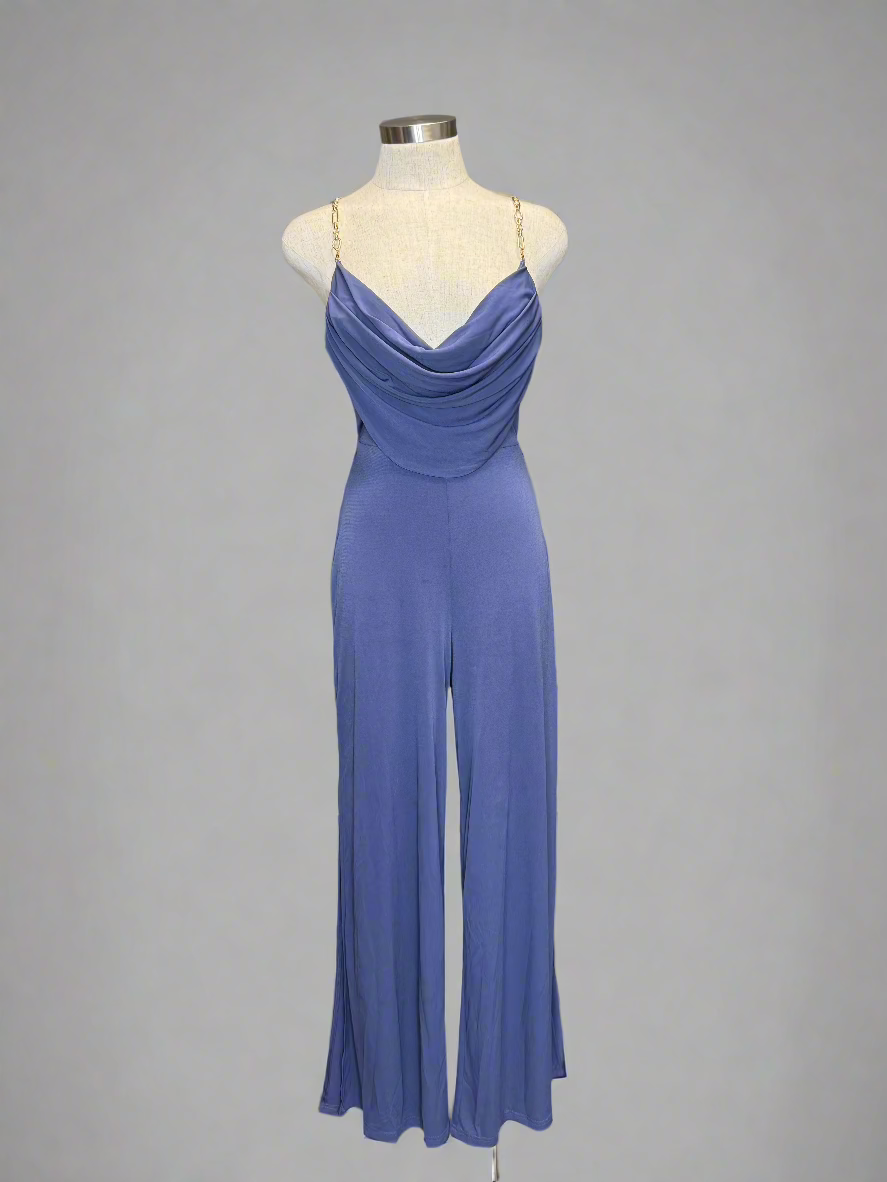 Navy Chain Detail Jumpsuit