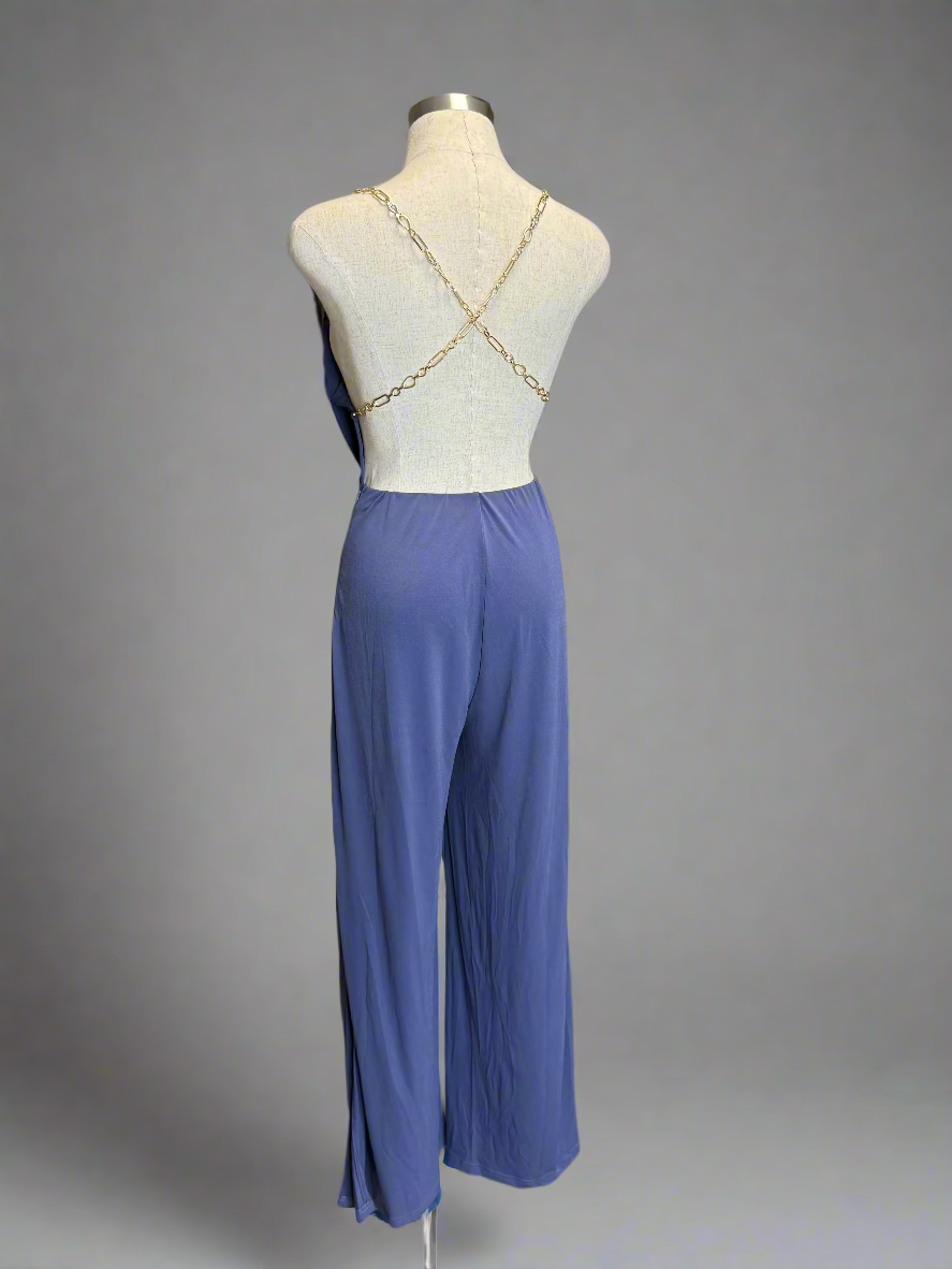 Navy Chain Detail Jumpsuit