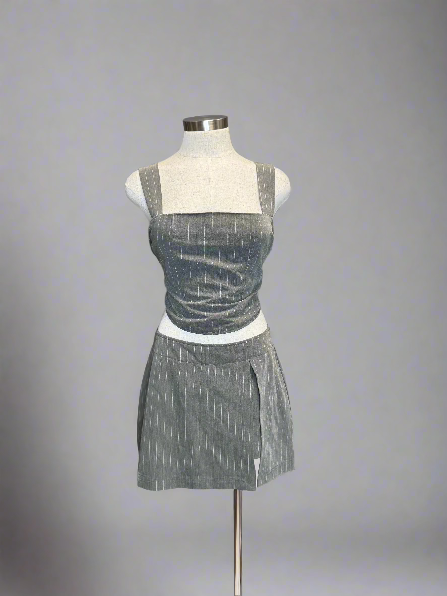Grey Office Top & Skort Set