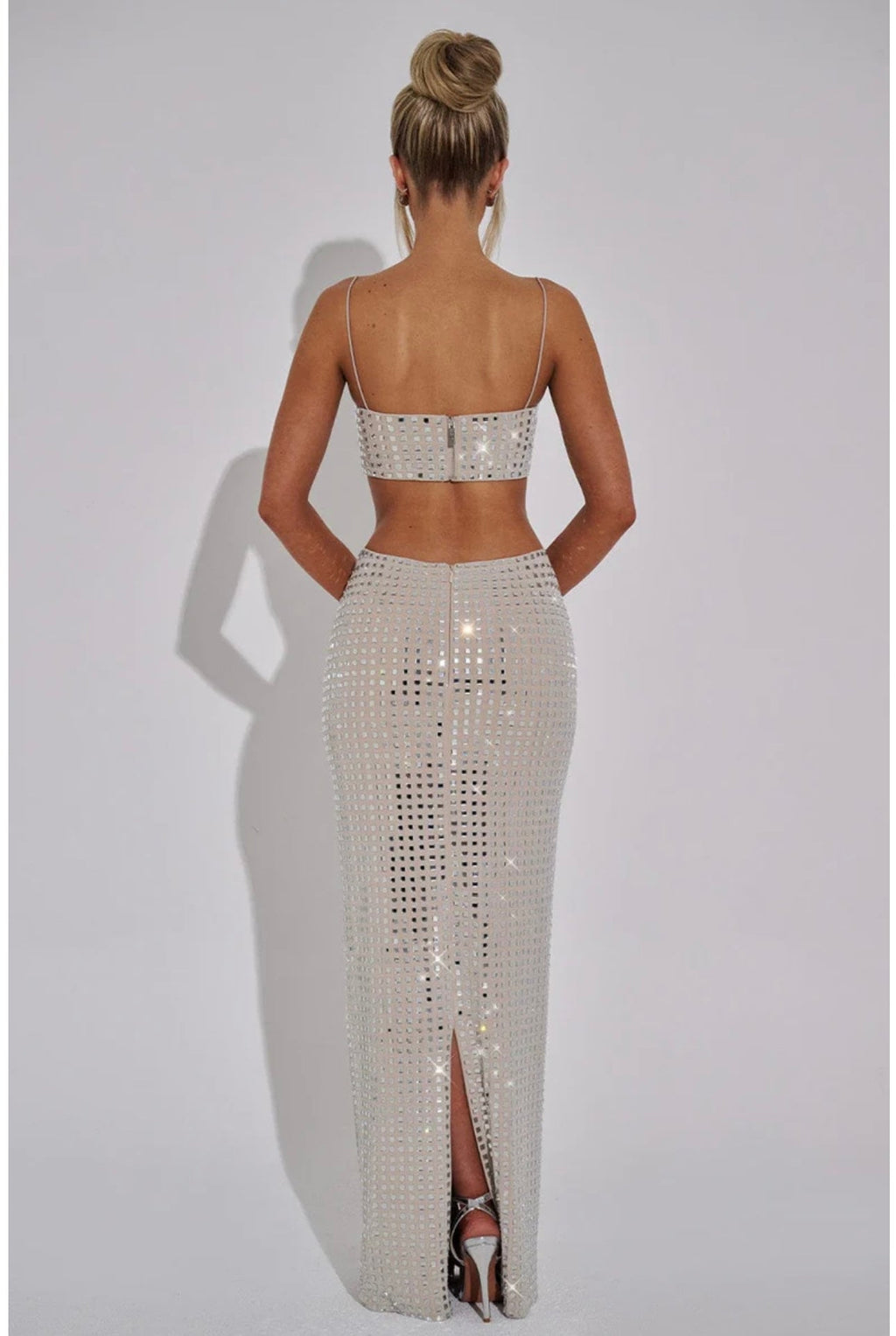 Rhinestoned Top and Maxi Skirt Set