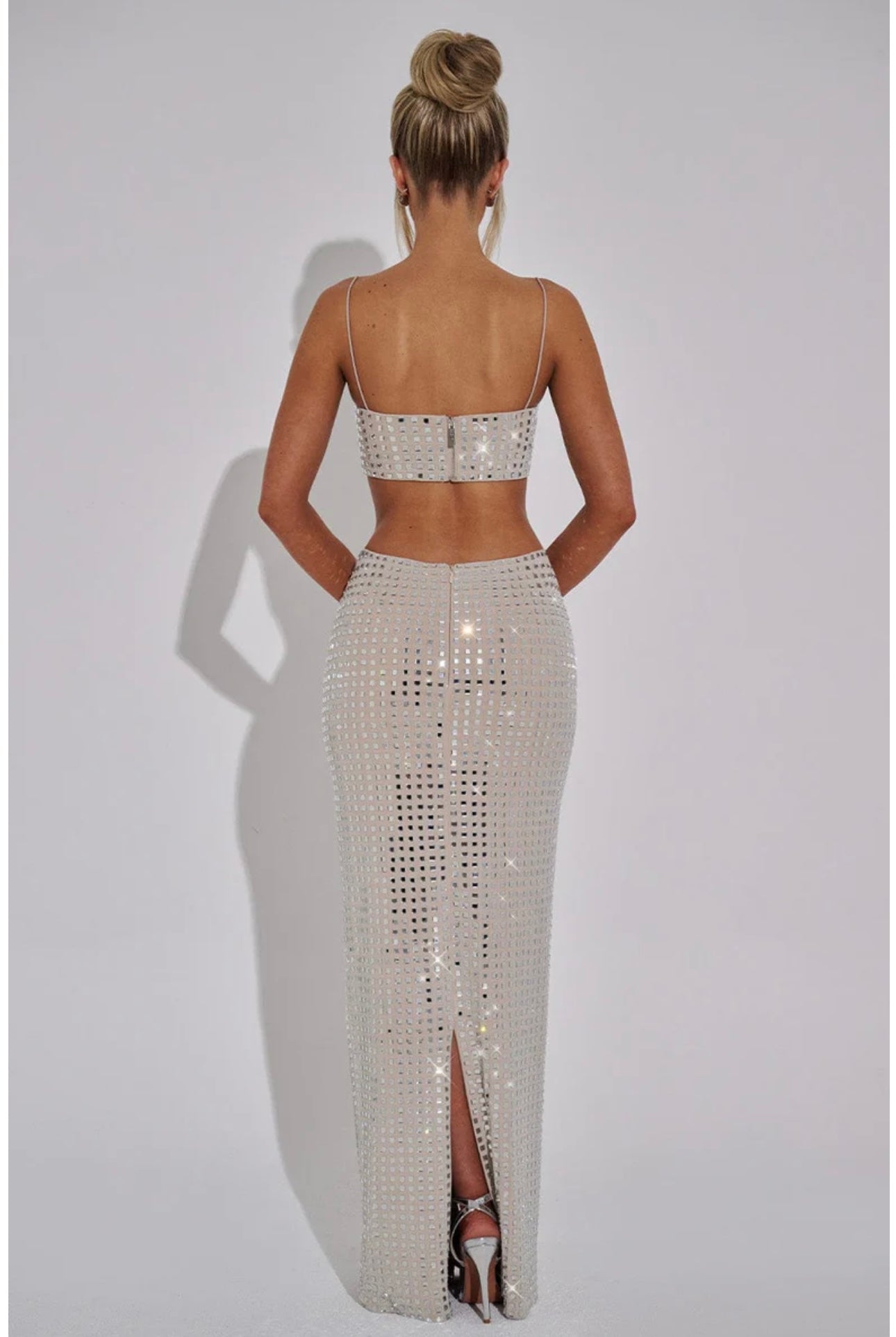 Rhinestoned Top and Maxi Skirt Set