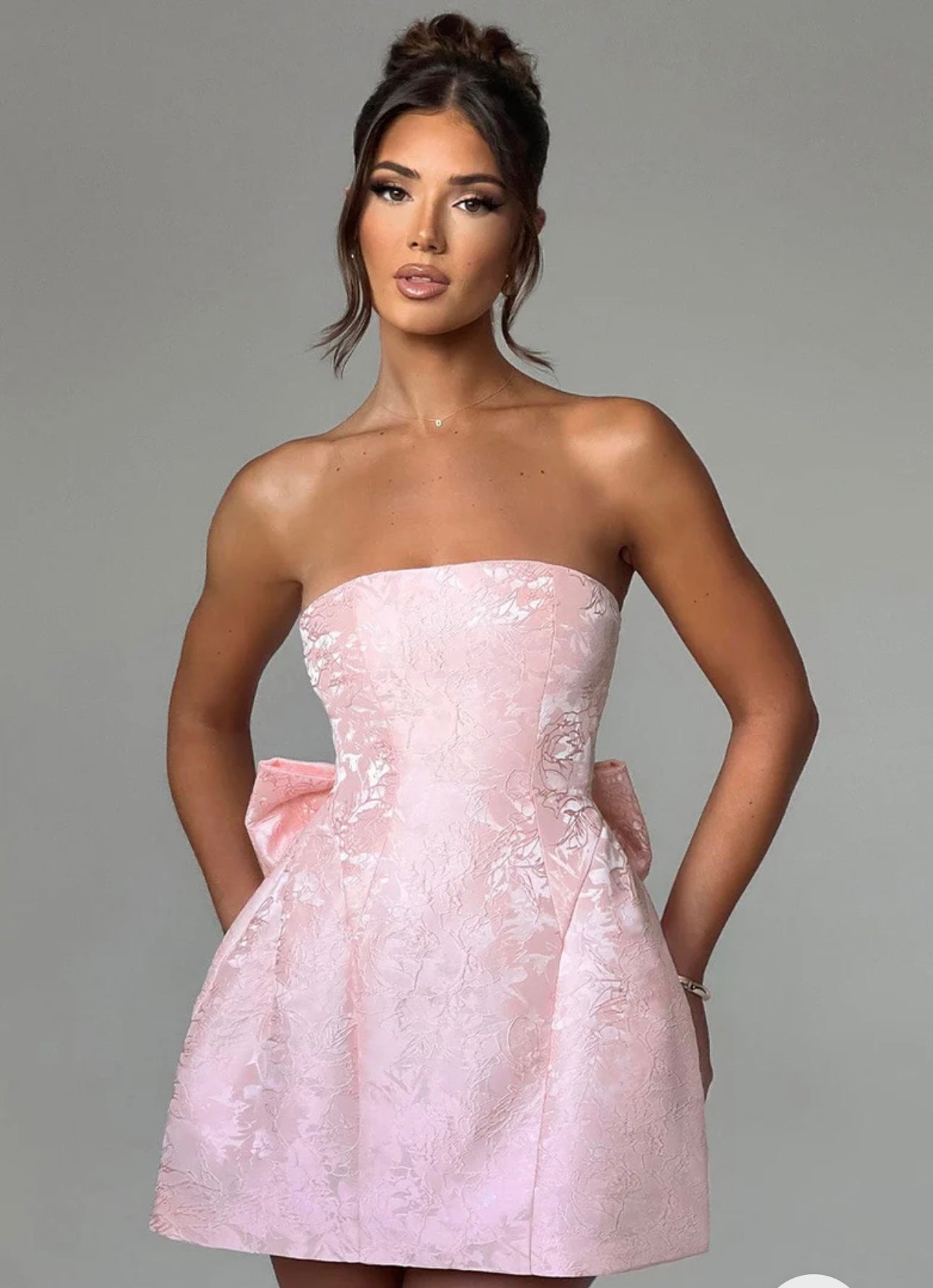 Strapless Bow Detail Mini Dress