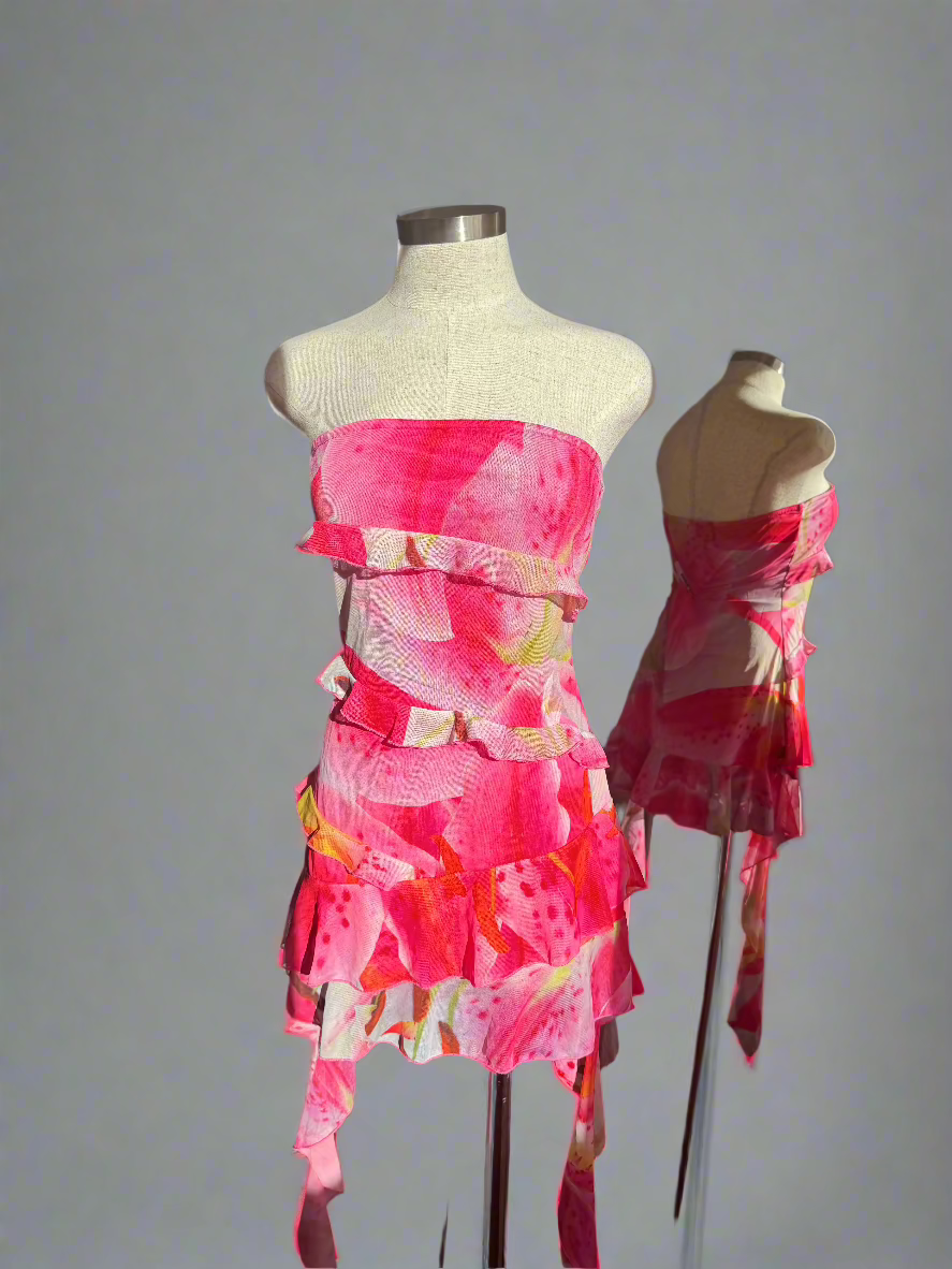 Pink Waterfall Mini Dress