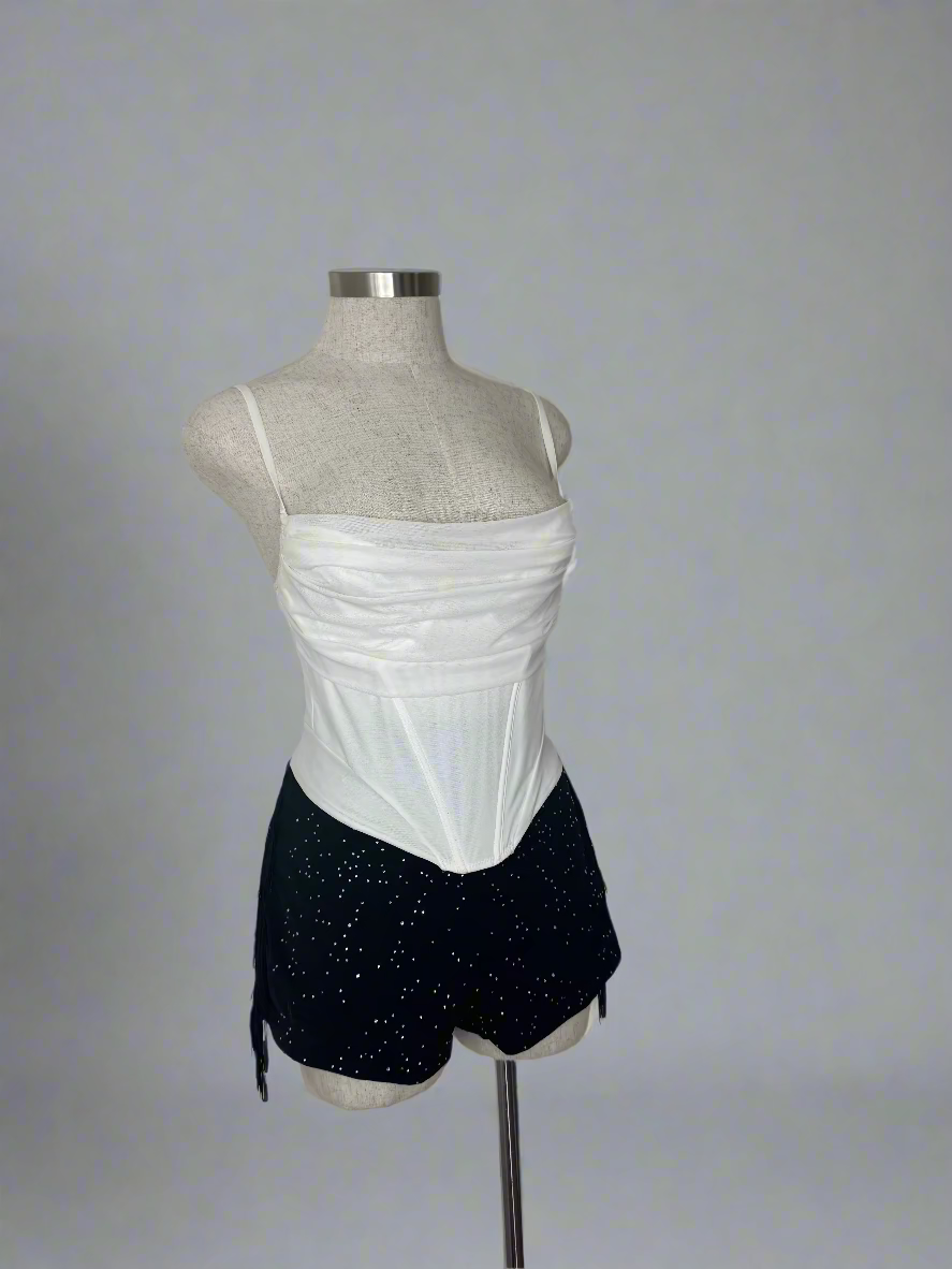 Diamonte Mesh Fringe Shorts