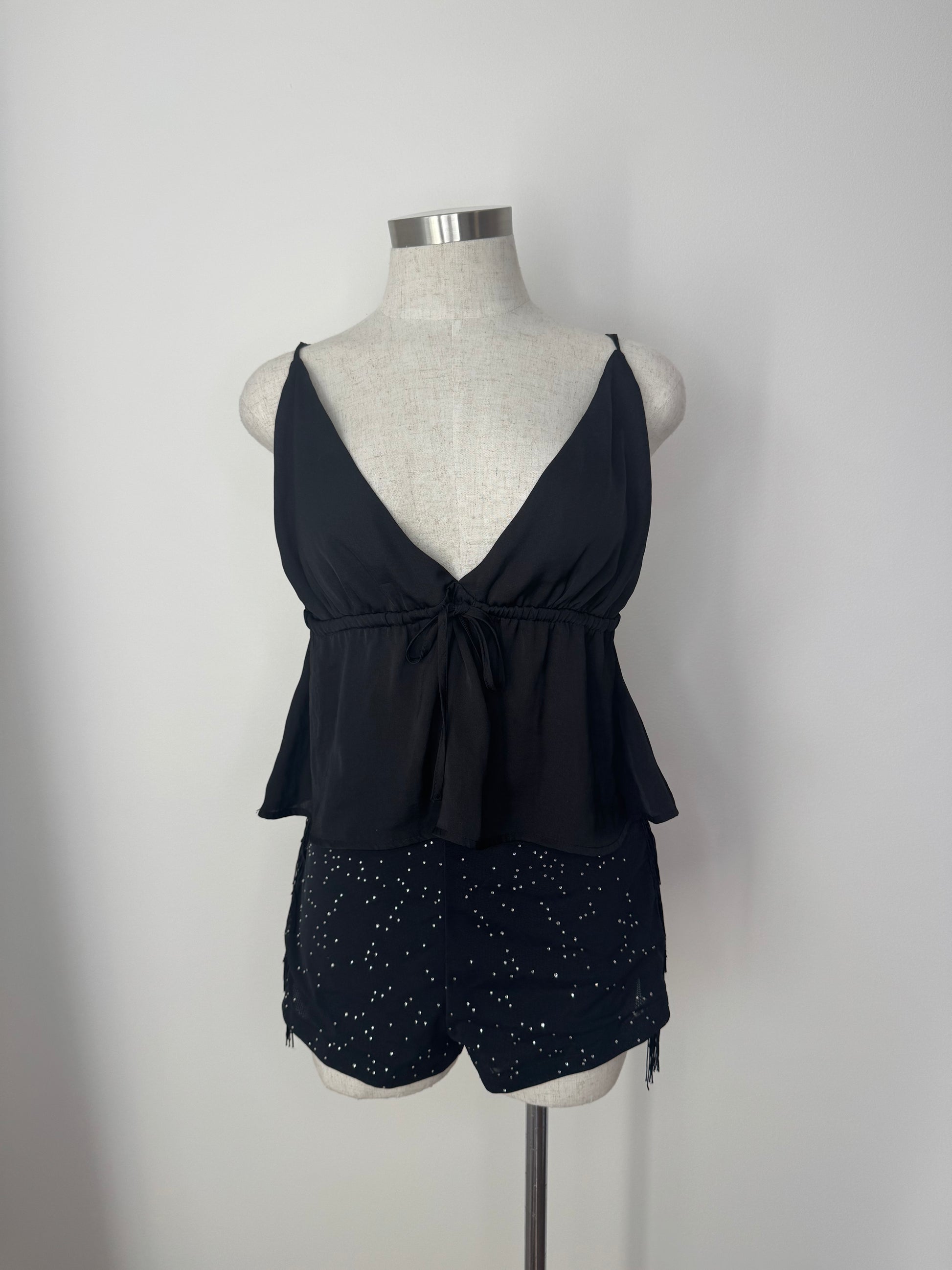 Black Flowy Crop Top