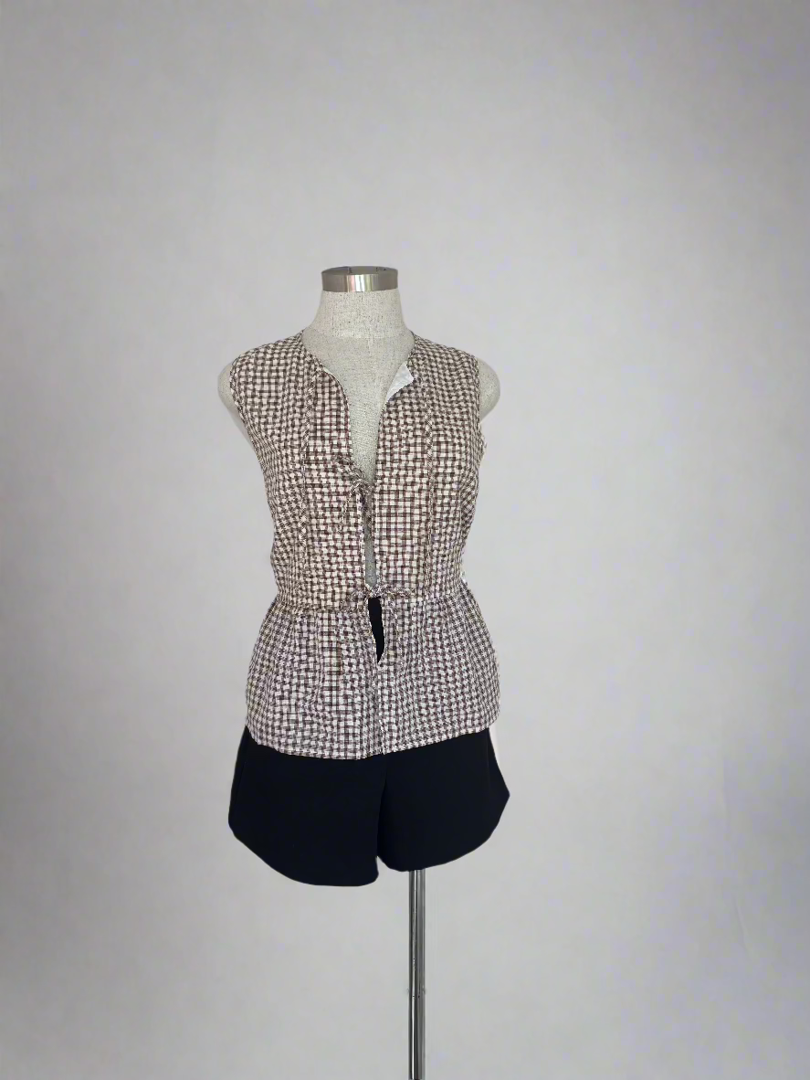 Gingham Tie Up Top