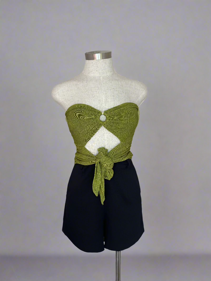Emerald Green Tie Up Crop