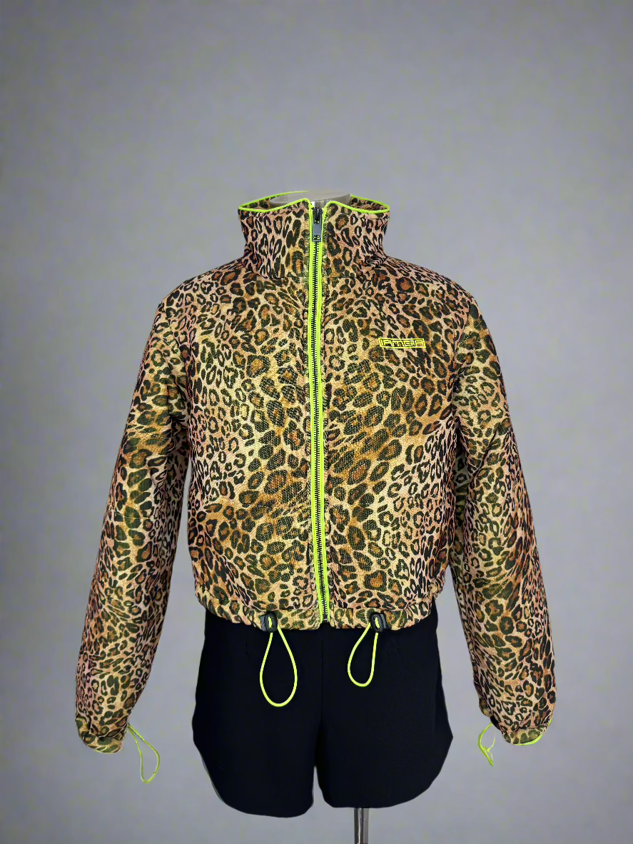Leopard Print Neon Puffer Jacket