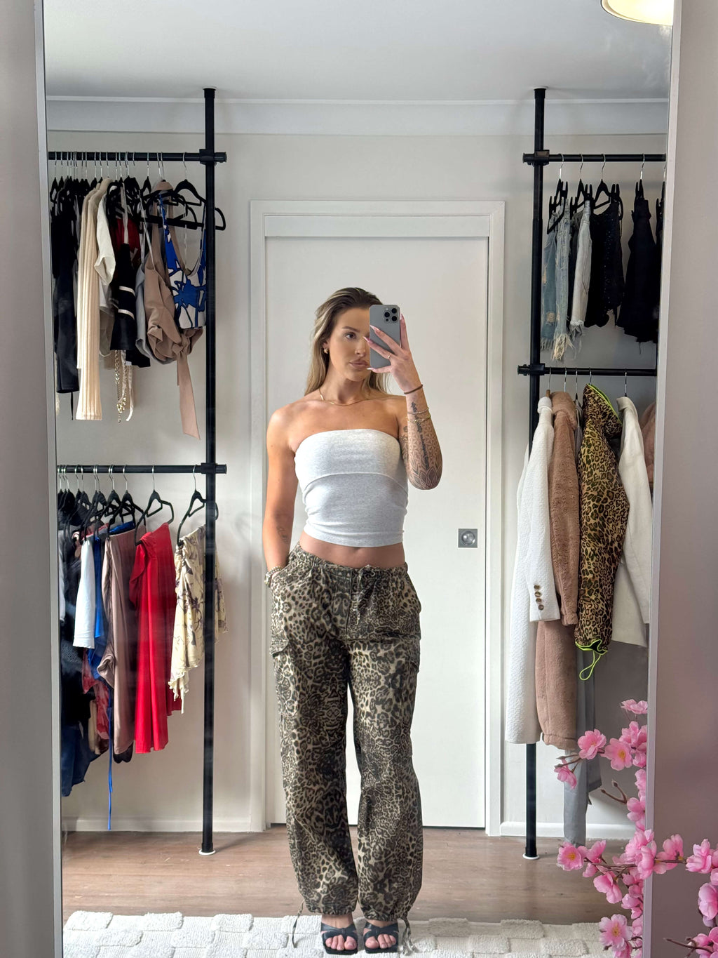 Leopard Print Cargo Pants