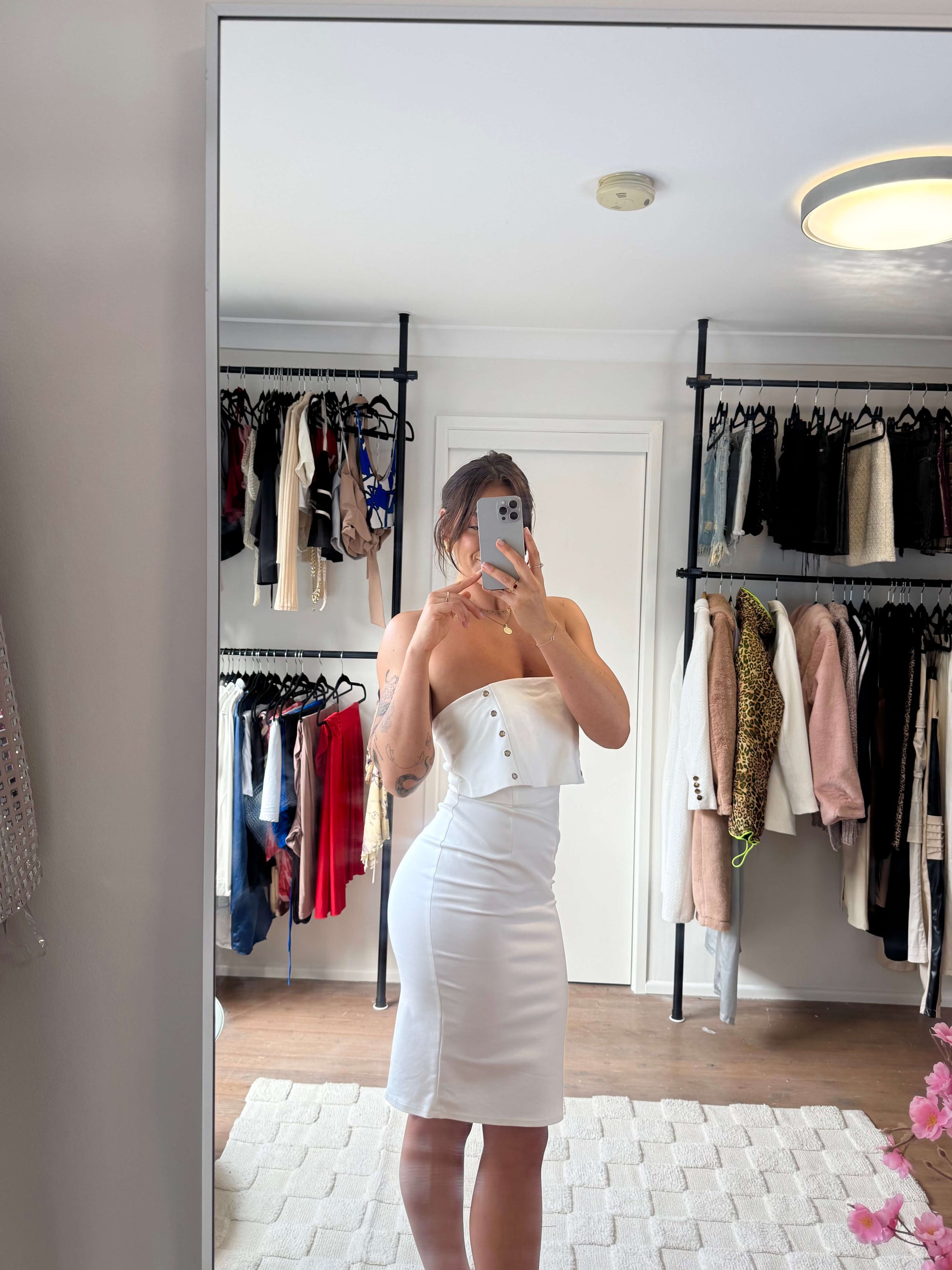 Strapless Mid Length Formal Dress