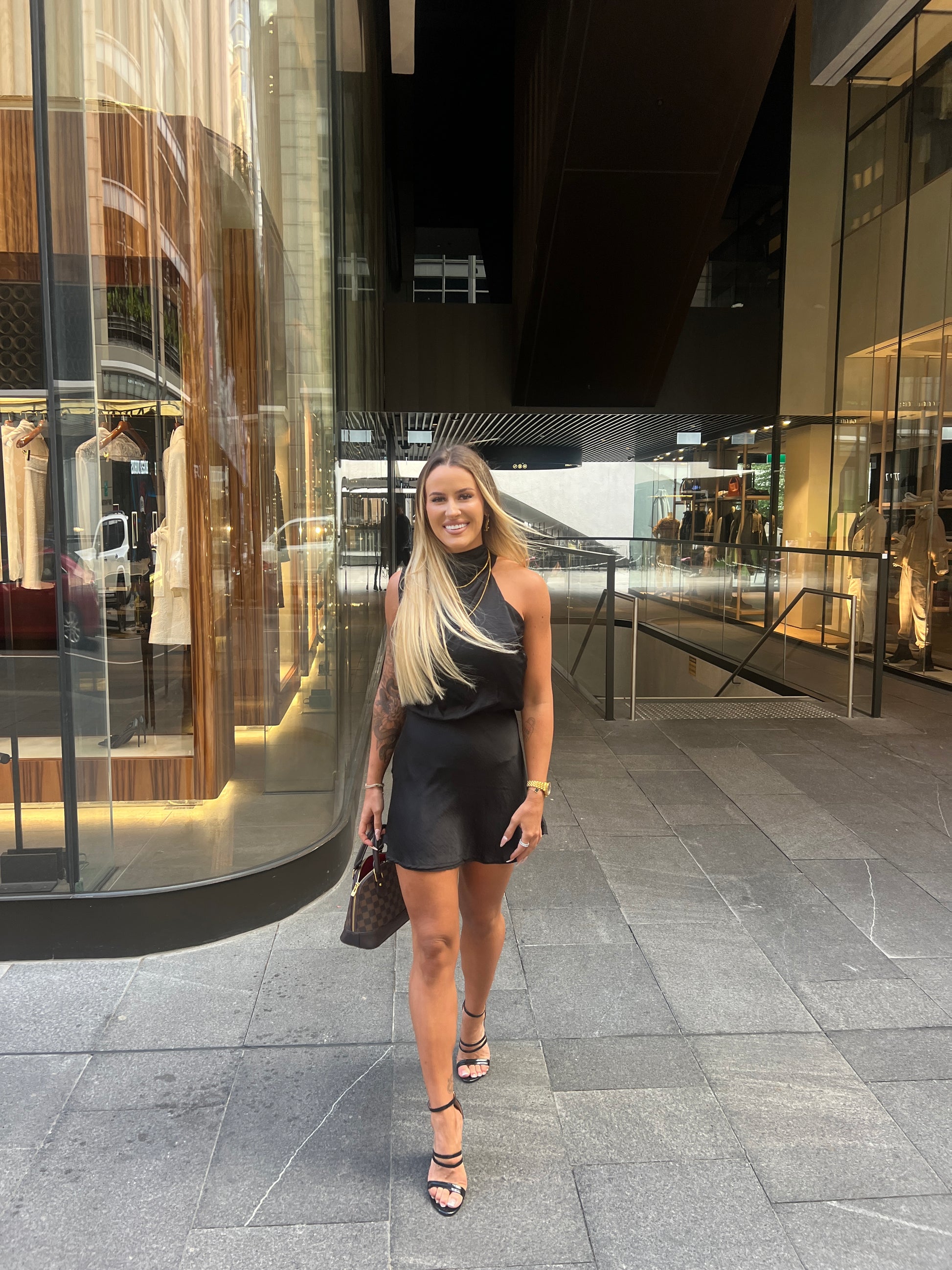 A-Symetric High Neck Mini Dress