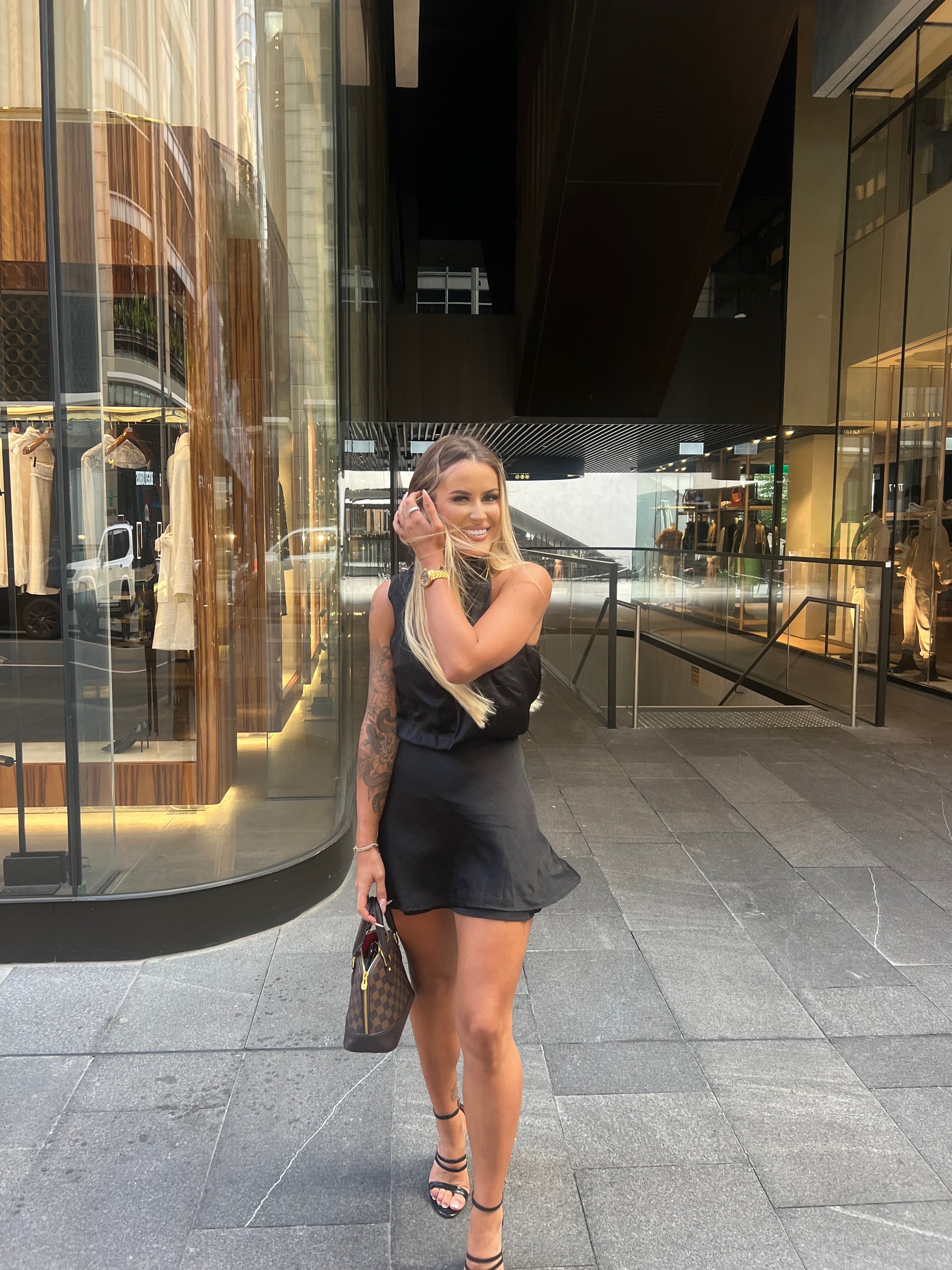 A-Symetric High Neck Mini Dress