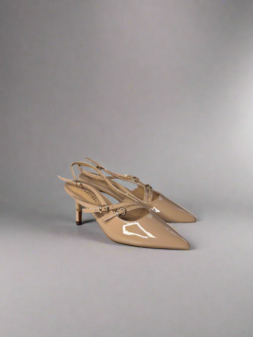 Nude Kitten Slingback Heels