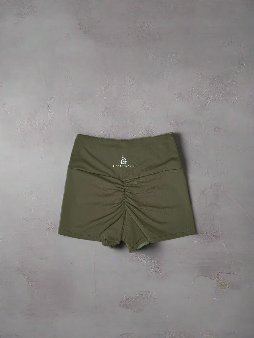 Khaki Micro Scrunch Shorts