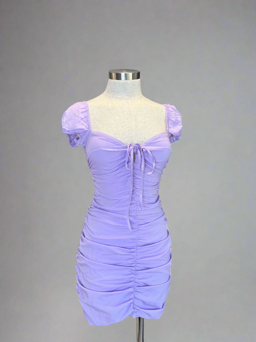 Purple Ruched Mini Dress