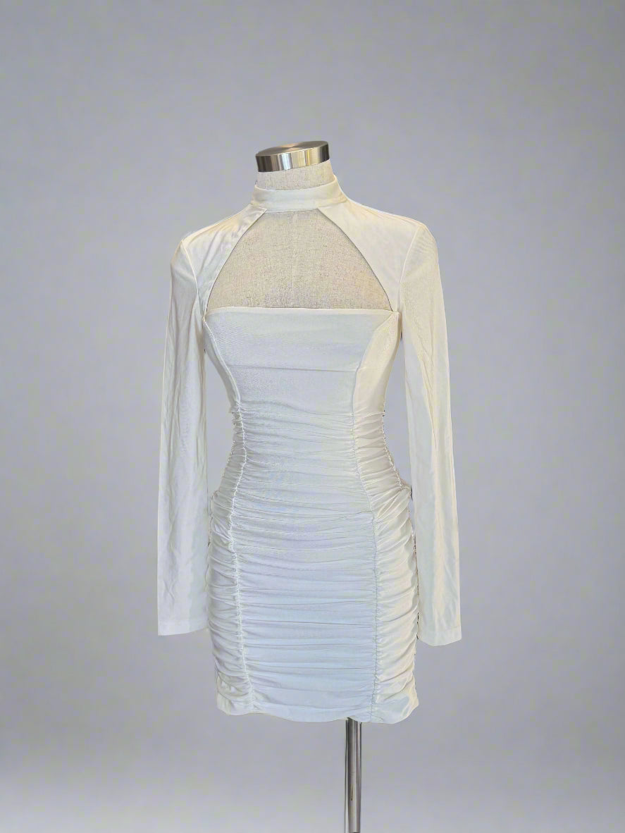 Ruched Long Sleeve Mini Dress