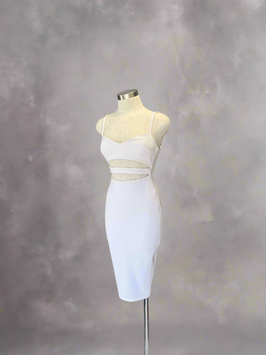 White Cut Out Midi Dress
